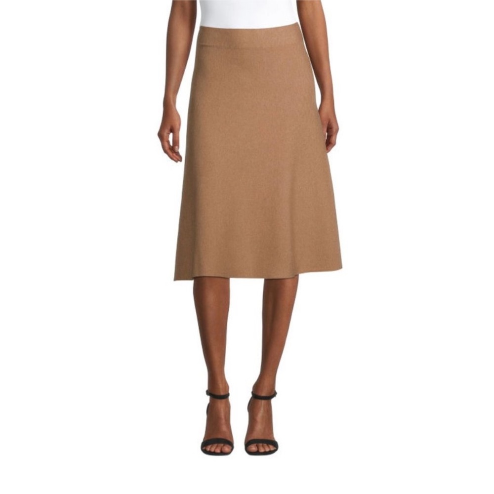 Liz Claiborne Tan A-Line Midi Skirt. NWT